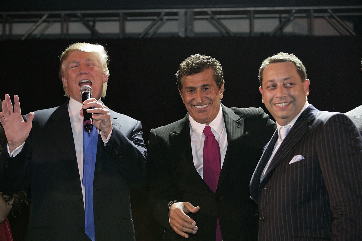 From Left: Donald Trump, Bayrock Group Chairman Tevfik Arif, and Felix Sater at the Trump Soho launch party on Sept. 19, 2007, in New York. (Mark Von Holden/WireImage)
