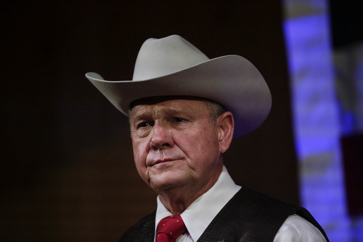 Former Alabama Chief Justice and U.S. Senate candidate Roy Moore speaks at a rally in Fairhope, Alabama — Monday, Sept. 25, 2017 (AP Photo/Brynn Anderson)