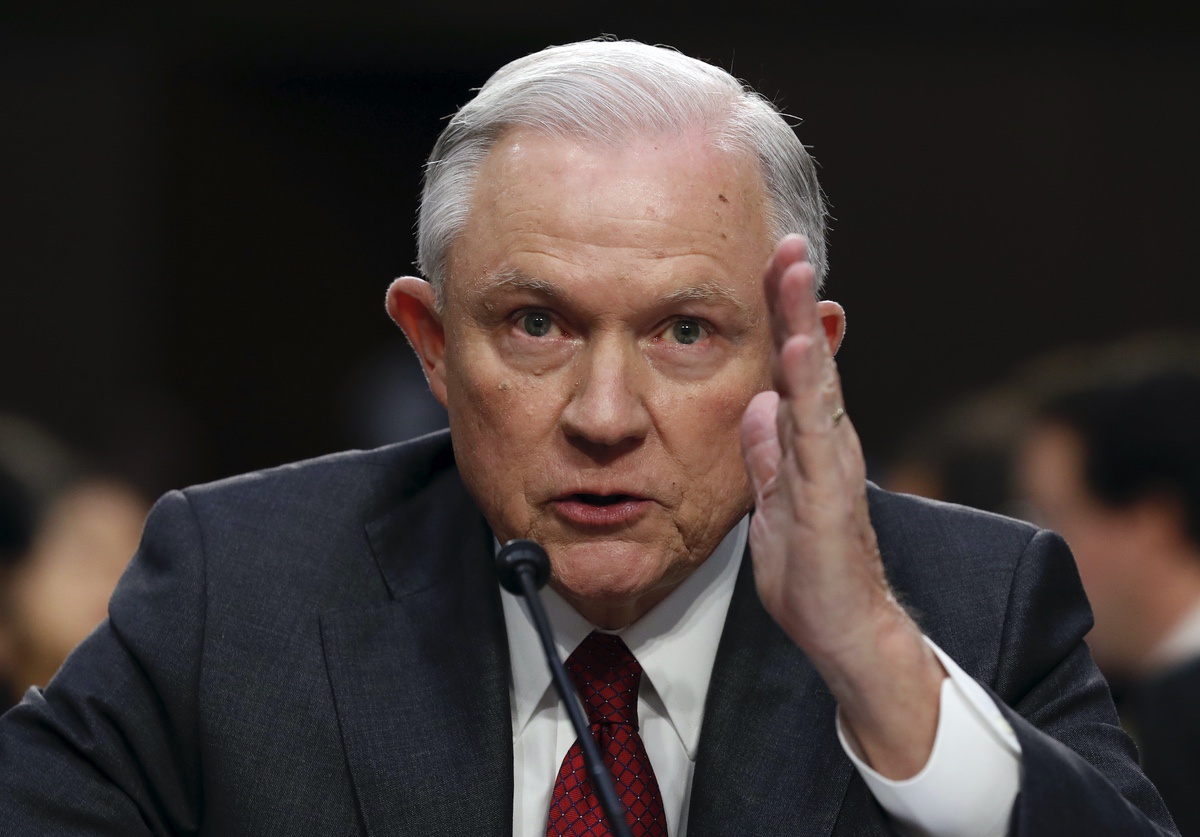 Attorney General Jeff Sessions speaks on Capitol Hill in Washington, Tuesday, June 13, 2017. (AP Photo/Alex Brandon)