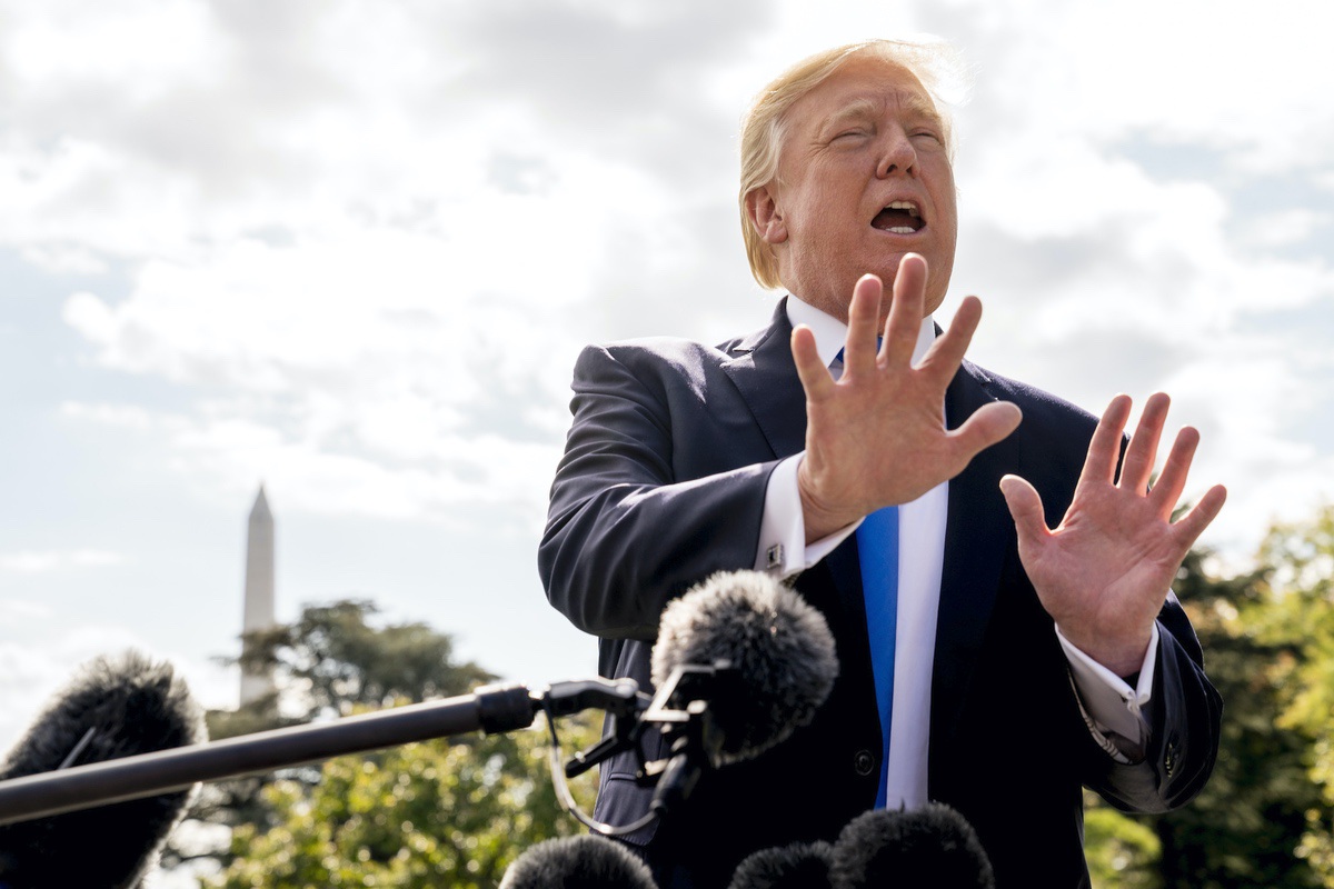 President Donald Trump speaks to reporters before boarding Marine One on the South Lawn of the White House in Washington, Wednesday, Oct. 25, 2017 (AP Photo/Andrew Harnik)
