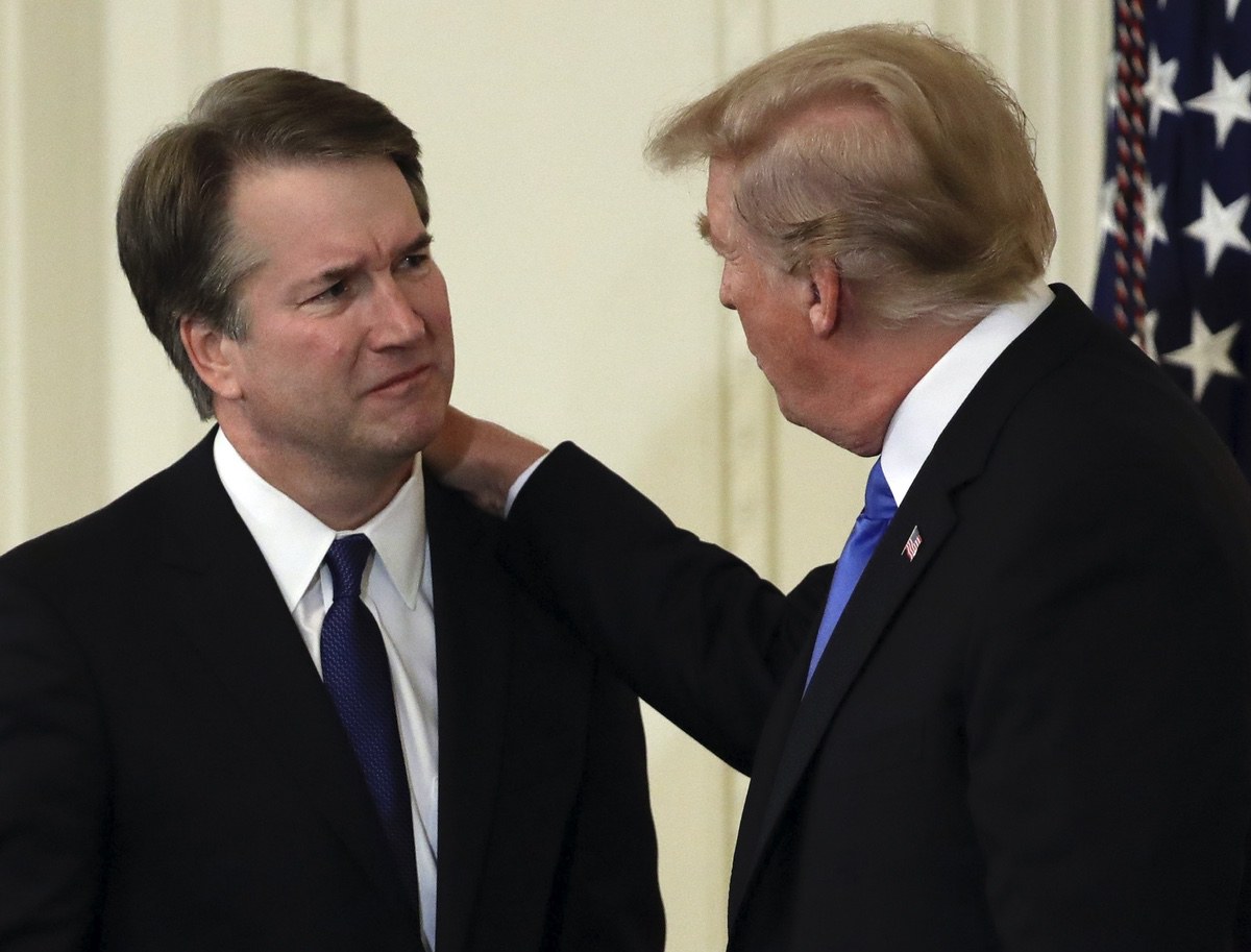President Donald Trump announces Brett Kavanaugh as his Supreme Court nominee, in the East Room of the White House, Monday, July 9, 2018, in Washington. (AP Photo/Evan Vucci)