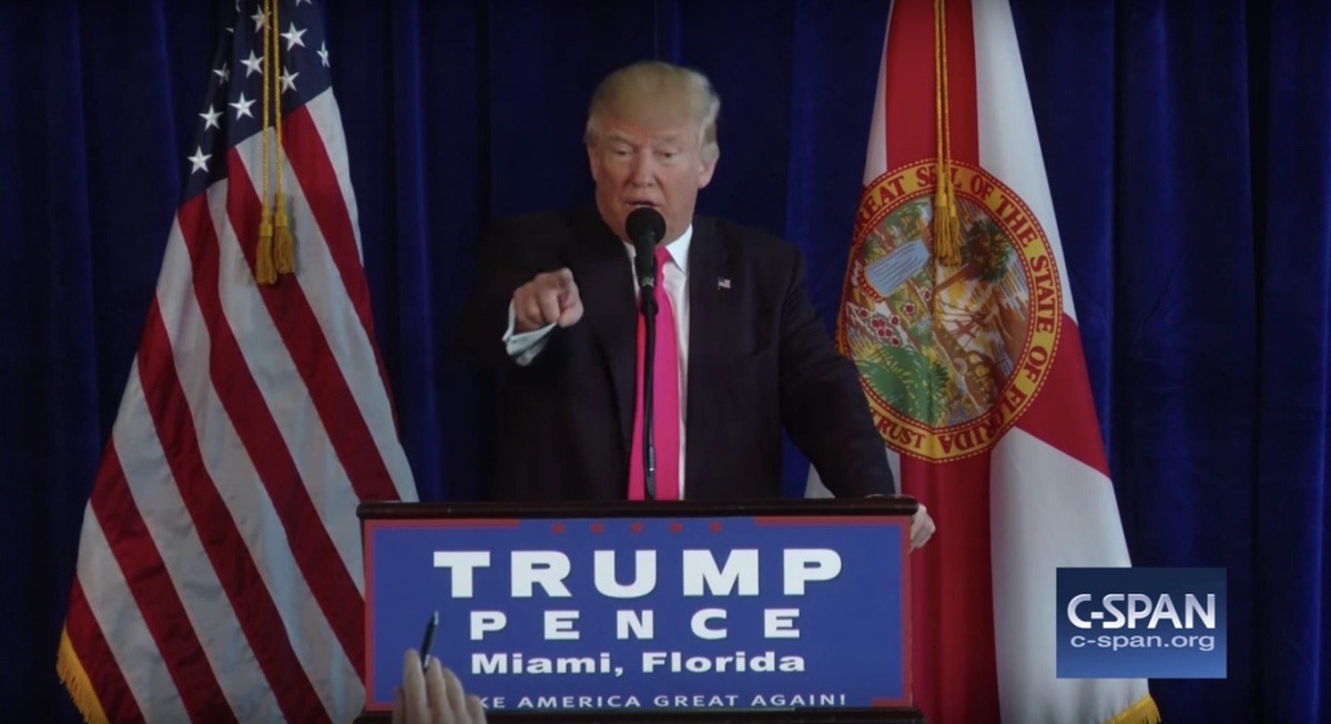 Donald Trump taking a question on July 27th, 2016 (CSPAN)